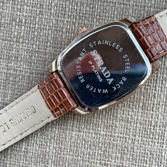 Strada Ldies Wristwatch Brown Leather Band Japan Quartz Movement - Picture 11 of 12